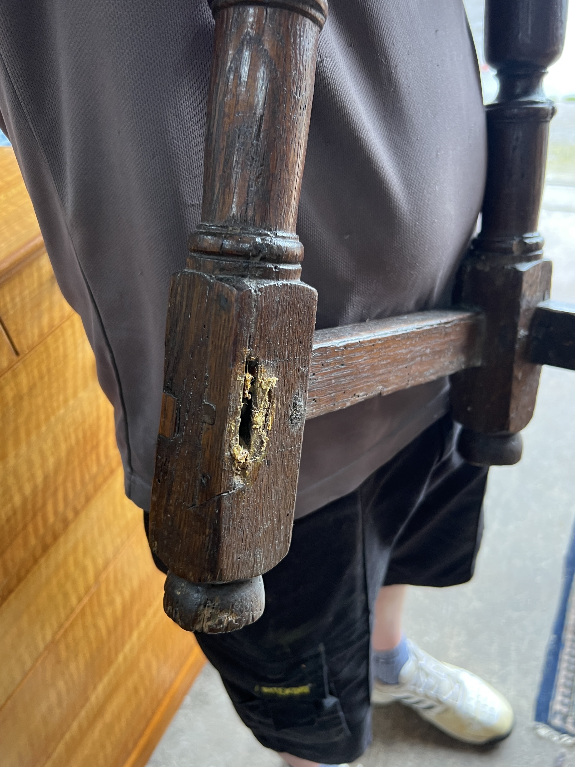 An early 18th century and later rectangular oak joynt stool, width 44cm, depth 28cm, height 54cm (a.f.)